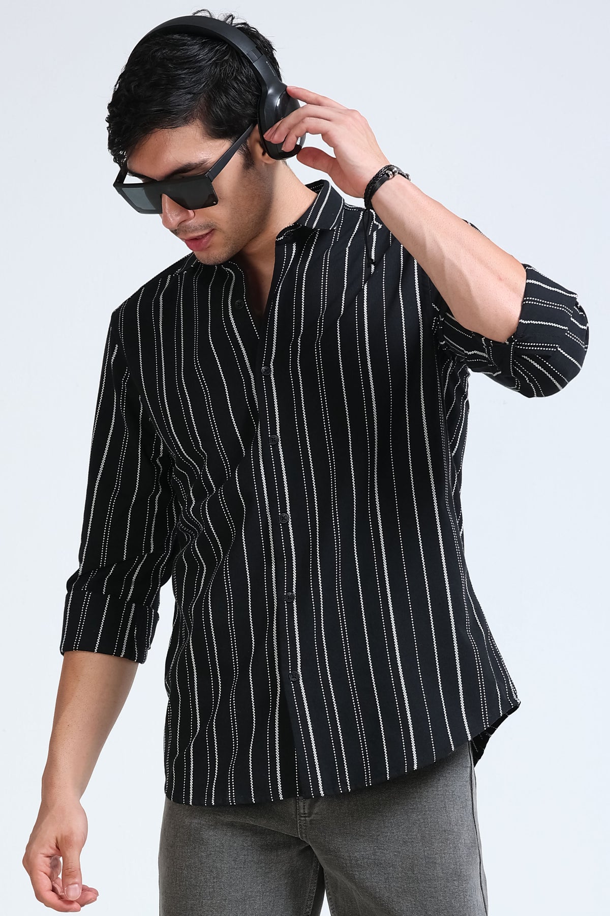 Black Bold Striped Shirt - Slim Fit