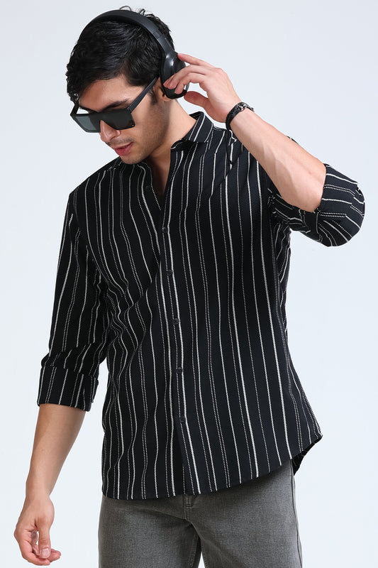 Black Bold Striped Shirt - Slim Fit
