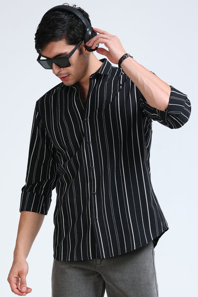 Black Bold Striped Shirt - Slim Fit