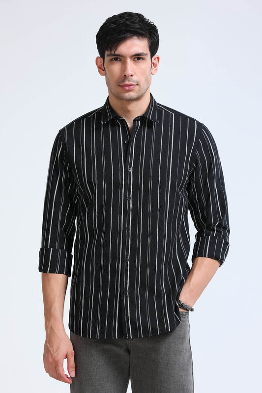 Black Bold Striped Shirt - Slim Fit