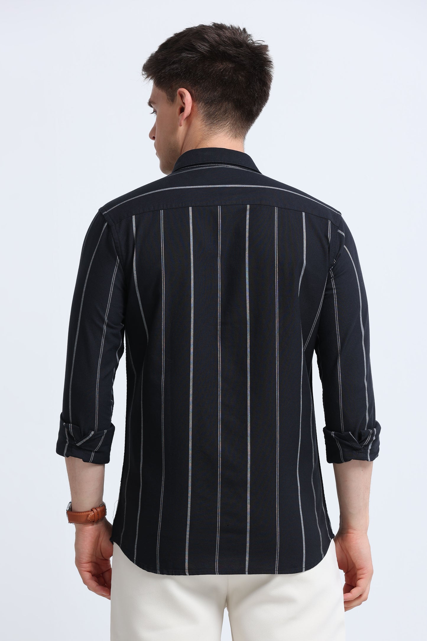 Classic Striped Oxford Cotton Shirt Black