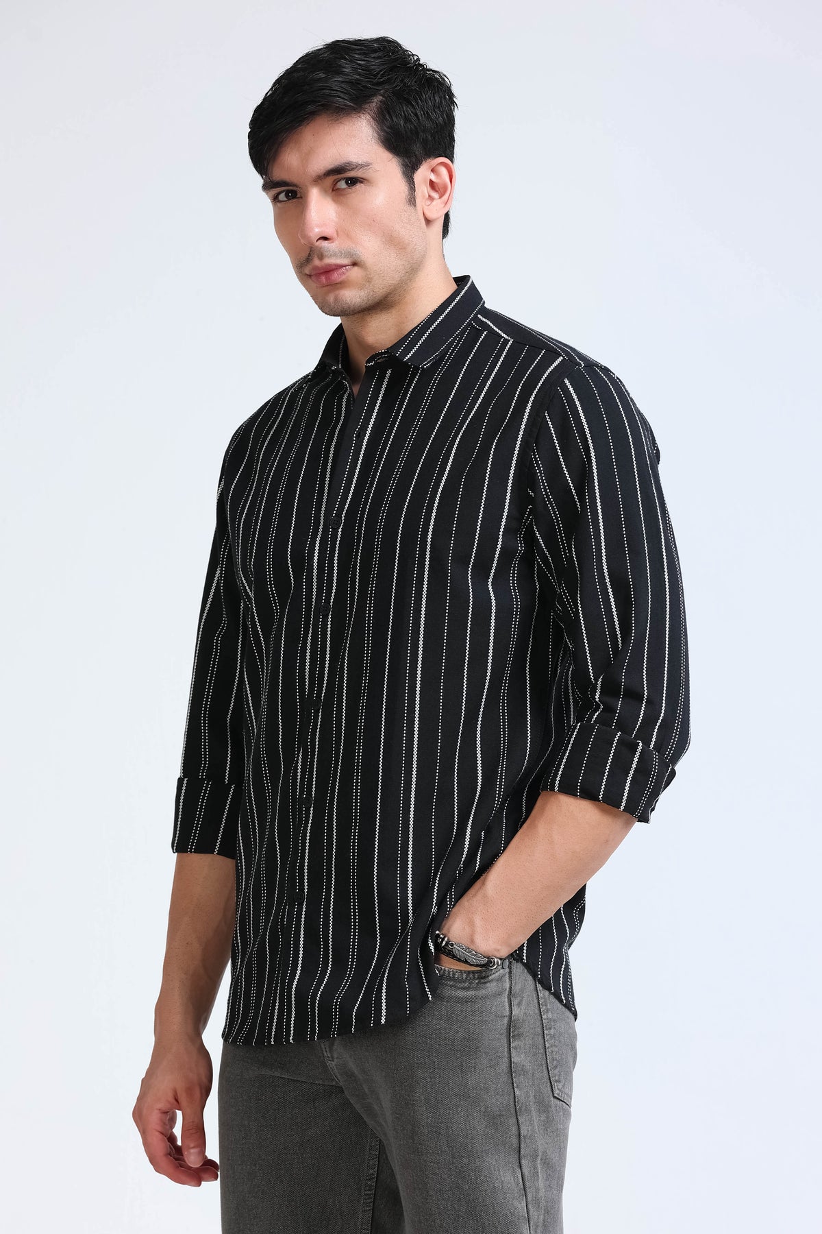 Black Bold Striped Shirt - Slim Fit