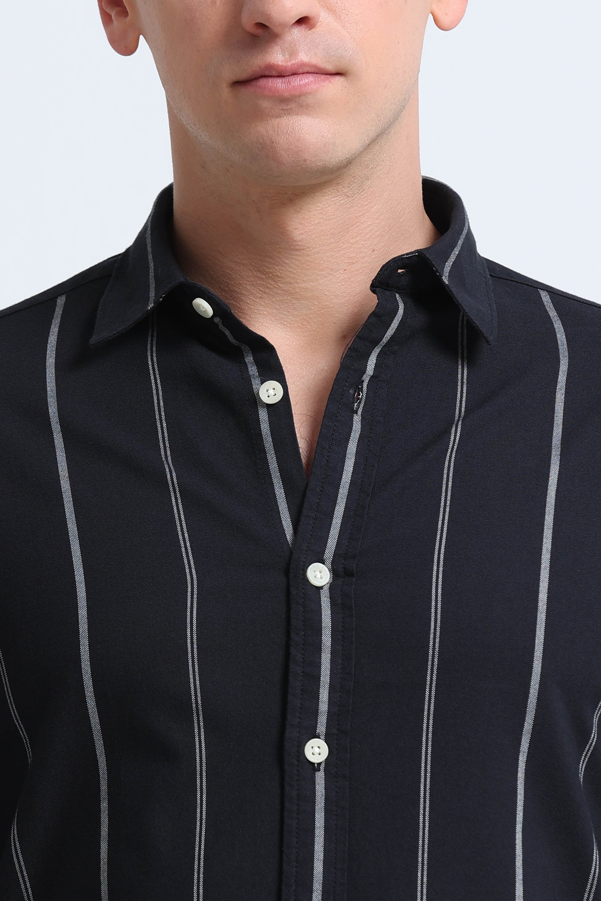 Classic Striped Oxford Cotton Shirt Black