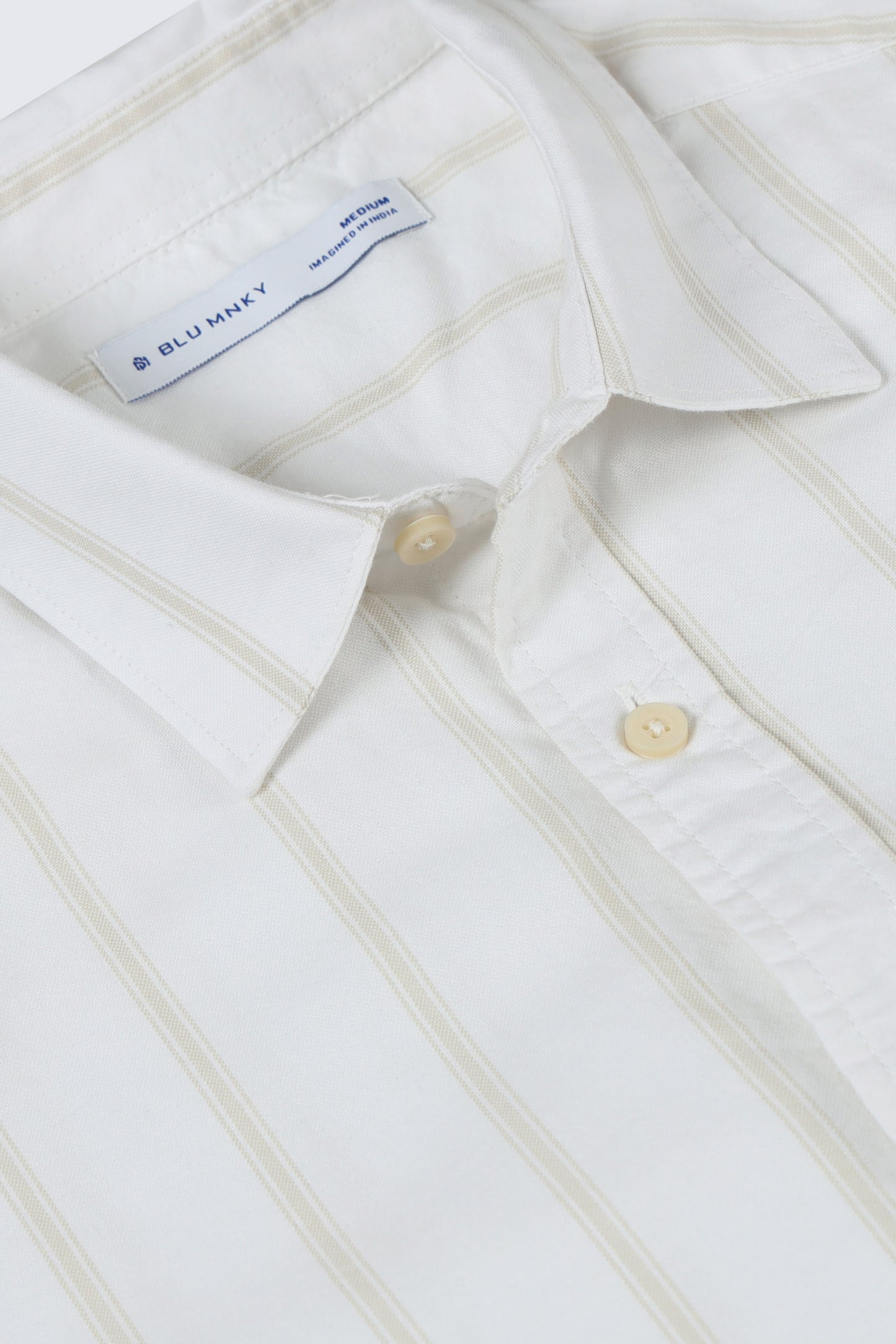 Classic Striped Oxford Cotton Shirt White Beige