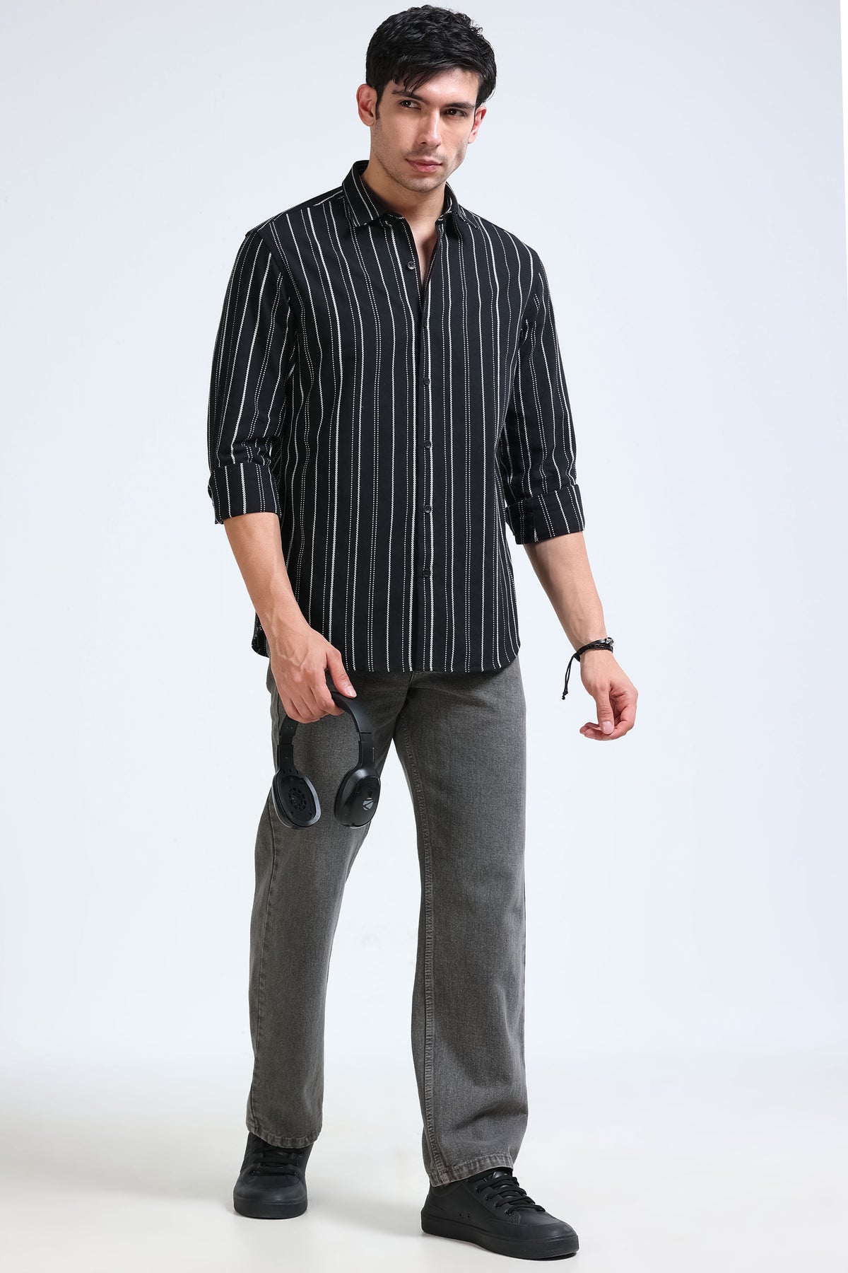 Black Bold Striped Shirt - Slim Fit