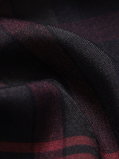Classic Checked Slim Fit Shirt Maroon Black