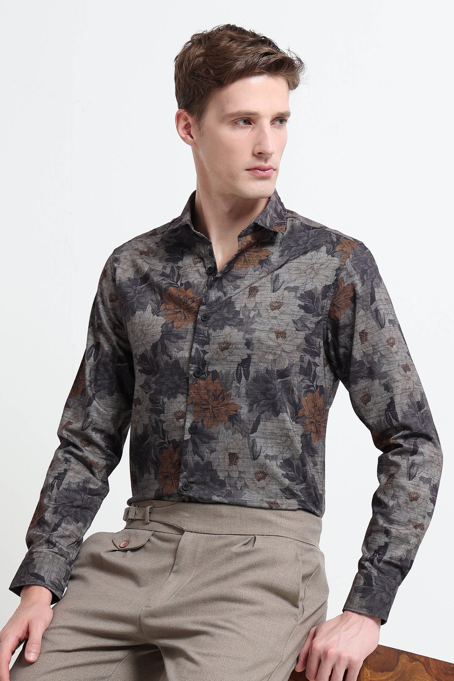 Contemporary Printed Cotton Blend Shirt Yellow