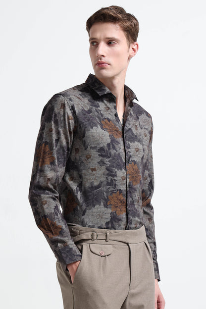 Contemporary Printed Cotton Blend Shirt Yellow