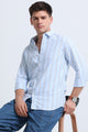 Classic Striped Oxford Cotton Shirt Sky Blue White