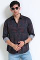 Brown Printed Shirt - Slim Fit Party Wear