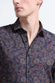 Contemporary Printed Cotton Blend Shirt Royal Blue