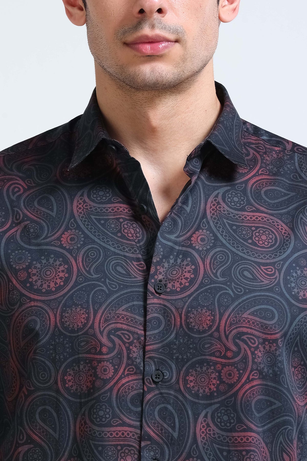 Brown Printed Shirt - Slim Fit Party Wear
