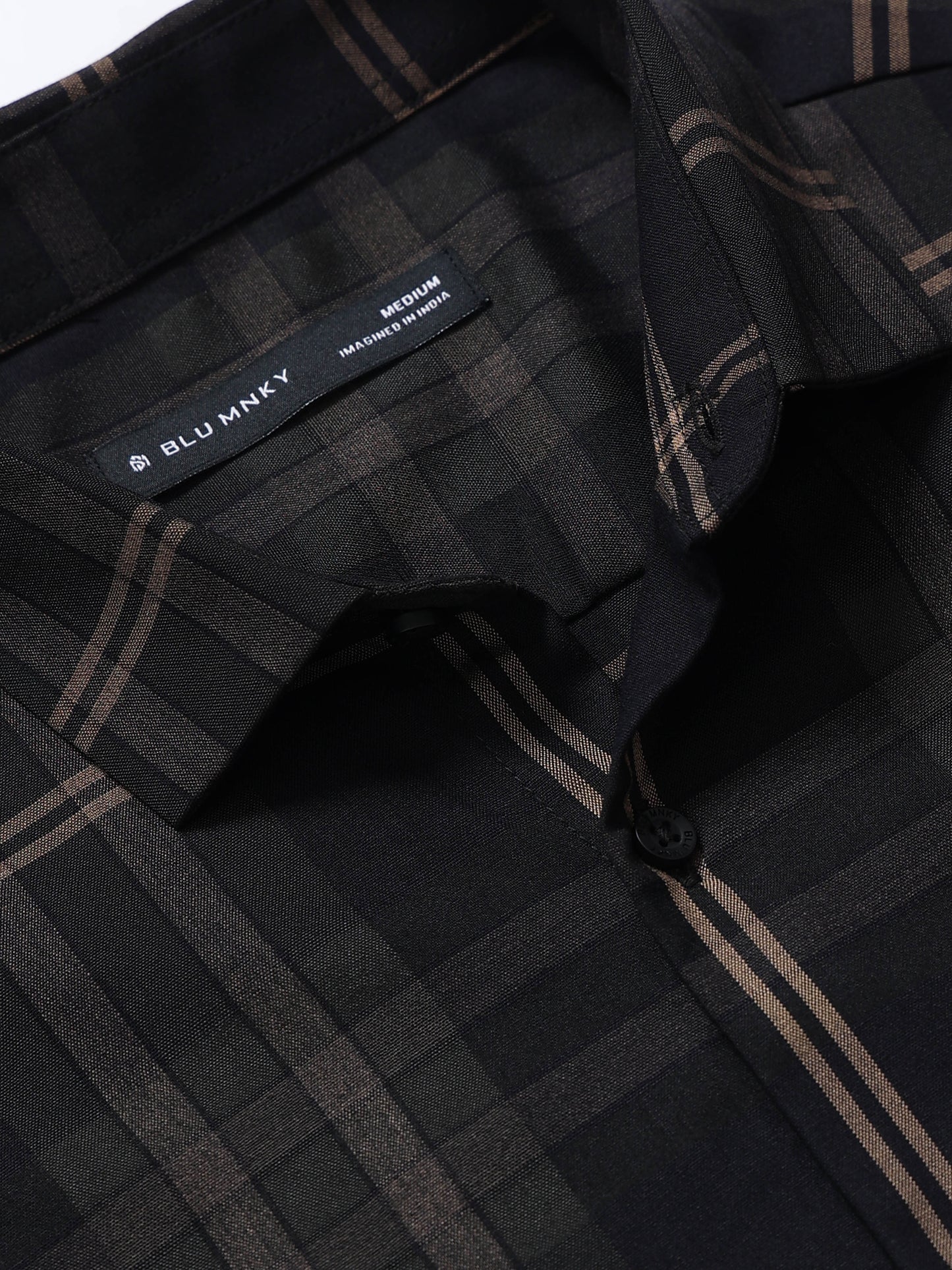 Classic Checked Slim Fit Shirt Beige Black