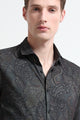 Contemporary Printed Cotton Blend Shirt Dark Green