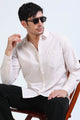 Beige White Pinstripe Shirt - Slim Fit