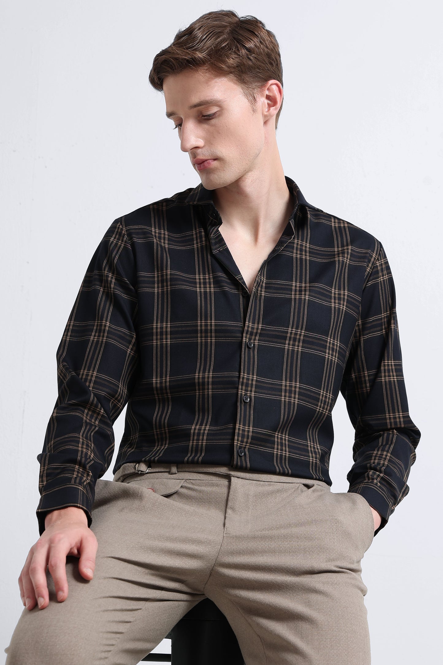 Classic Checked Slim Fit Shirt Yellow
