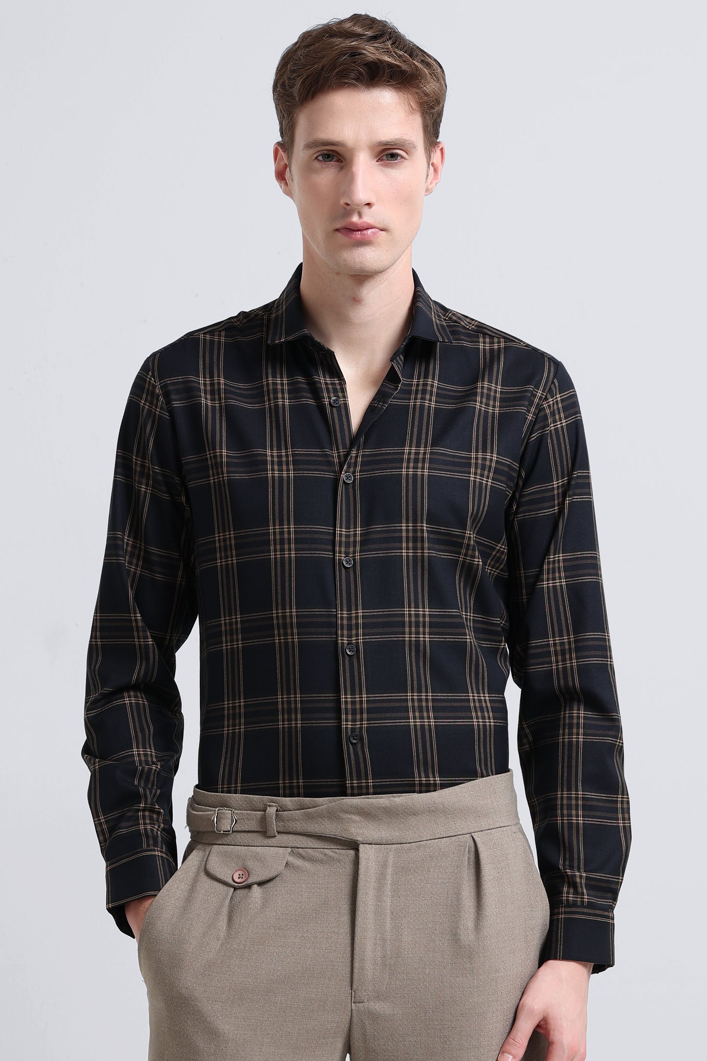 Classic Checked Slim Fit Shirt Yellow