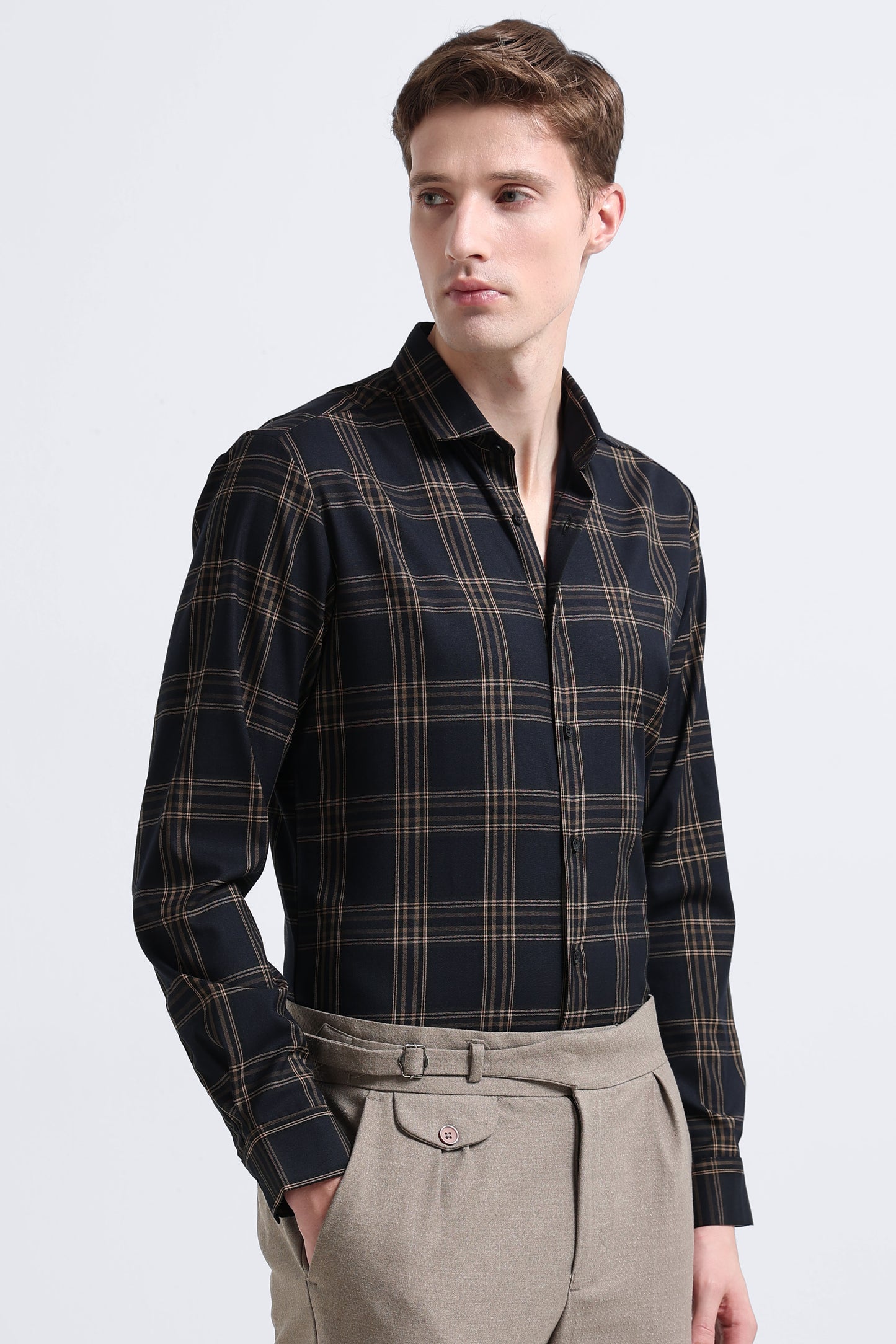 Classic Checked Slim Fit Shirt Yellow