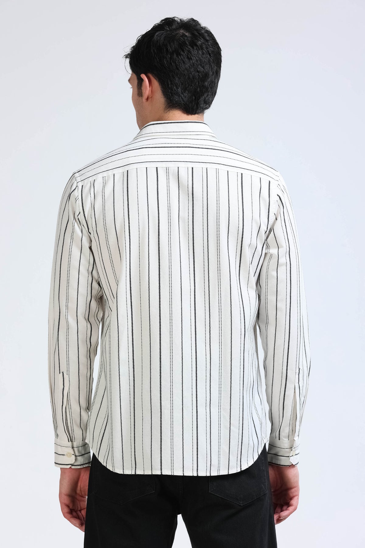 White Bold Striped Shirt - Slim Fit