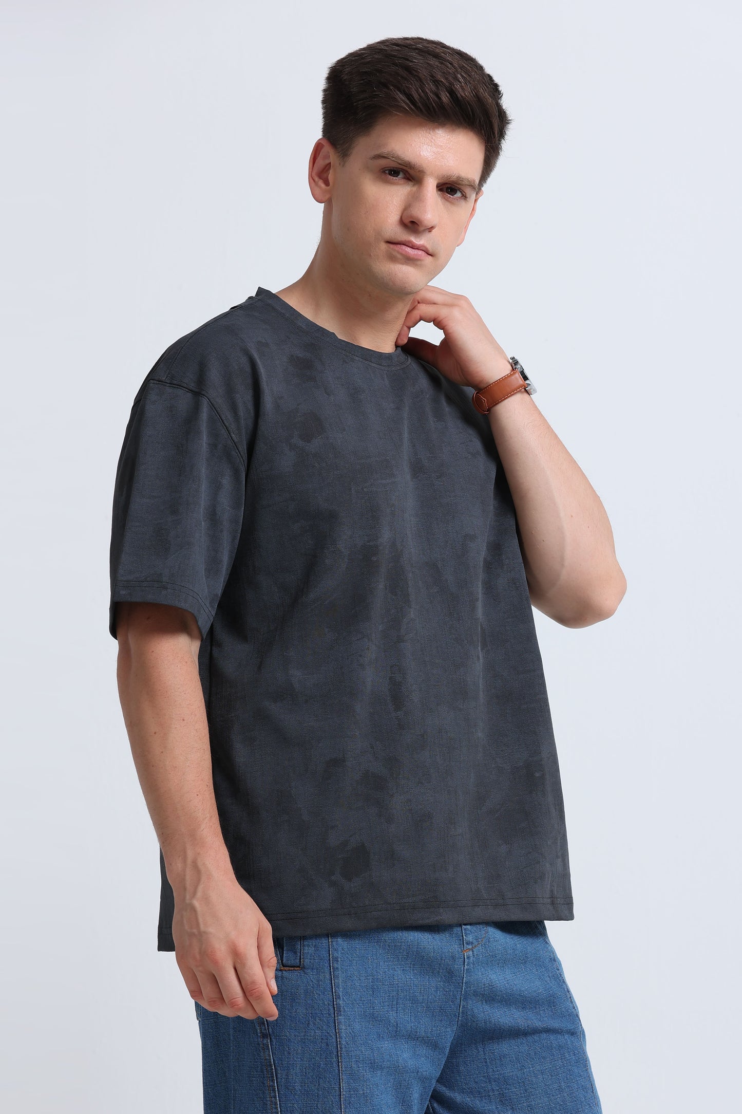 Boxy Fit Oversized Streetwear T-Shirt Dk Grey