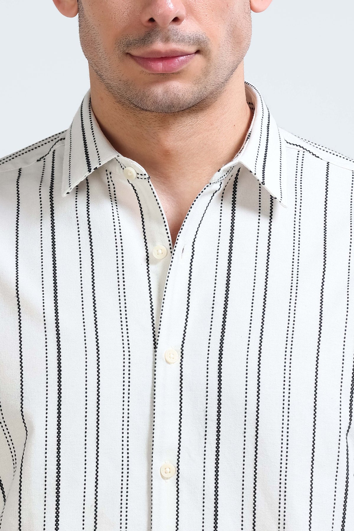 White Bold Striped Shirt - Slim Fit