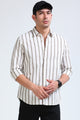 Men's Seersucker Striped Shirt Brown Cream