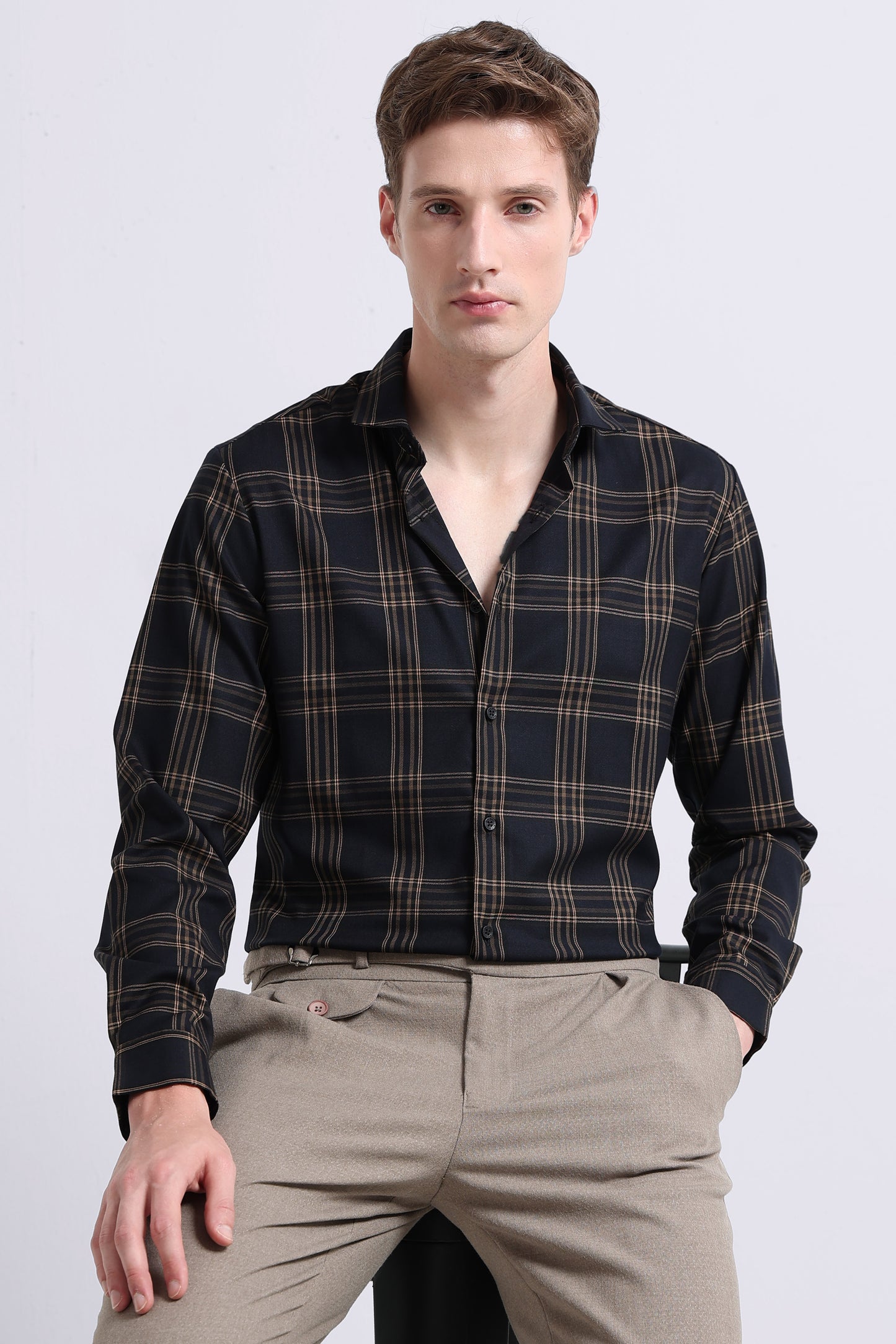 Classic Checked Slim Fit Shirt Yellow