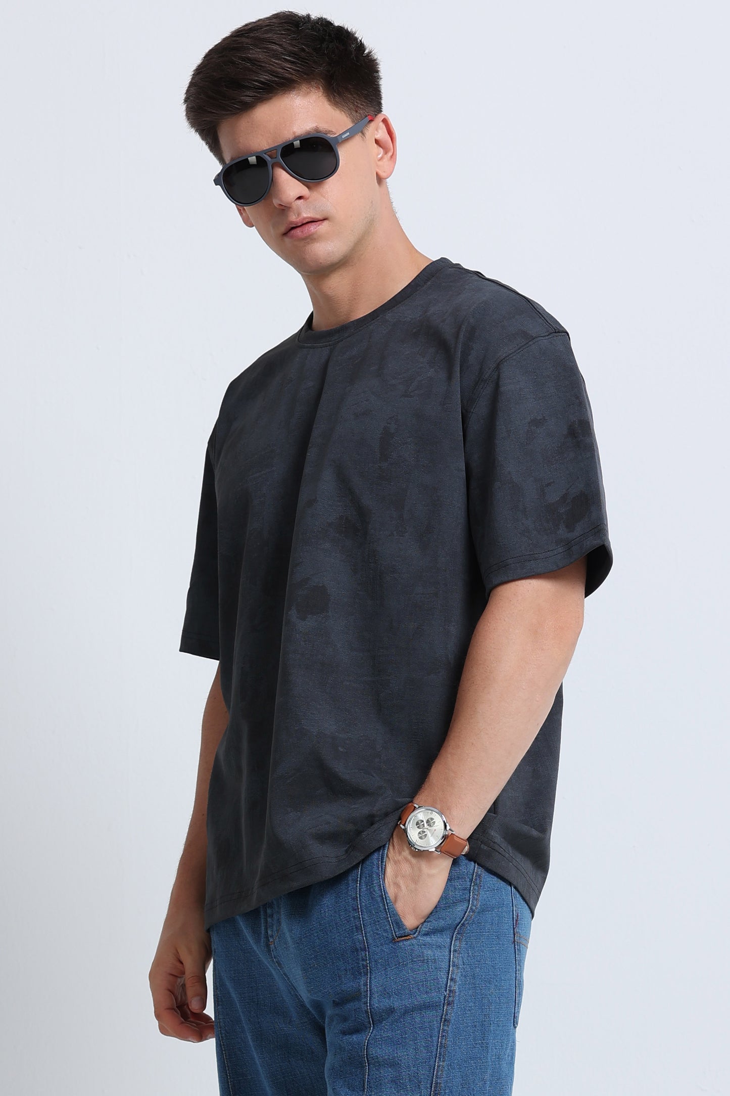 Boxy Fit Oversized Streetwear T-Shirt Dk Grey