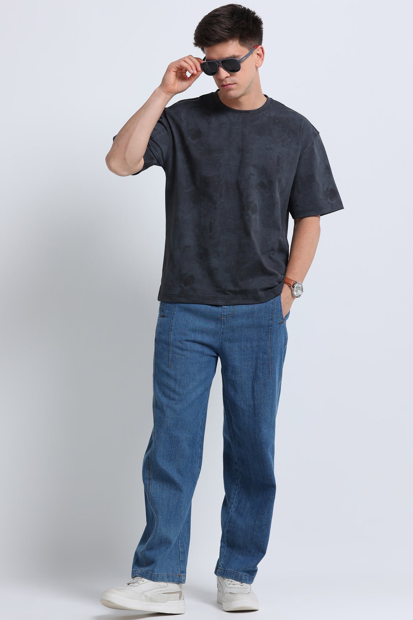 Boxy Fit Oversized Streetwear T-Shirt Dk Grey