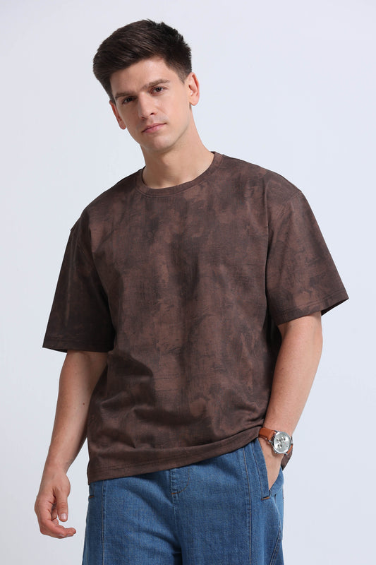Boxy Fit Oversized Streetwear T-Shirt Brown