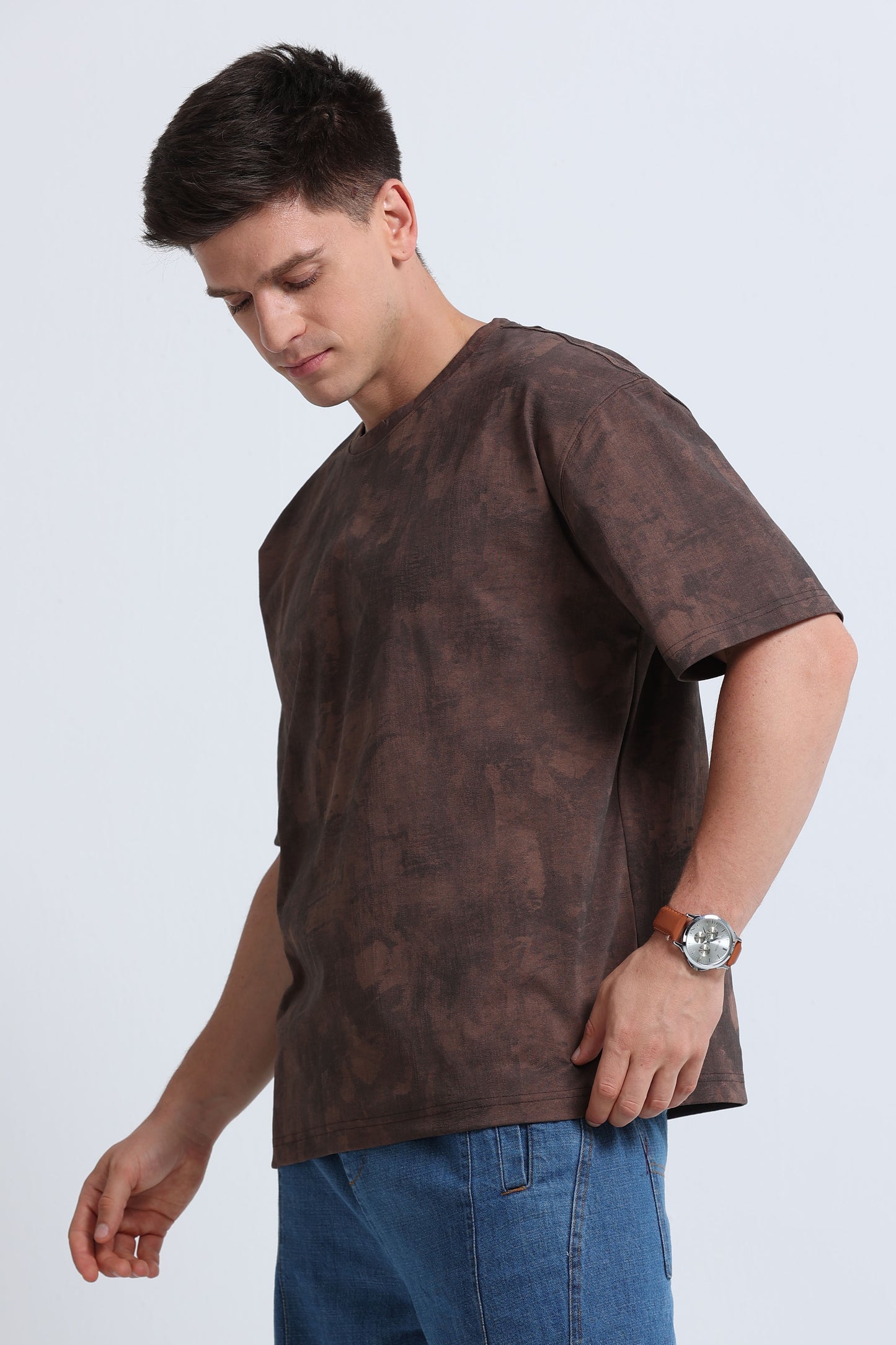 Boxy Fit Oversized Streetwear T-Shirt Brown