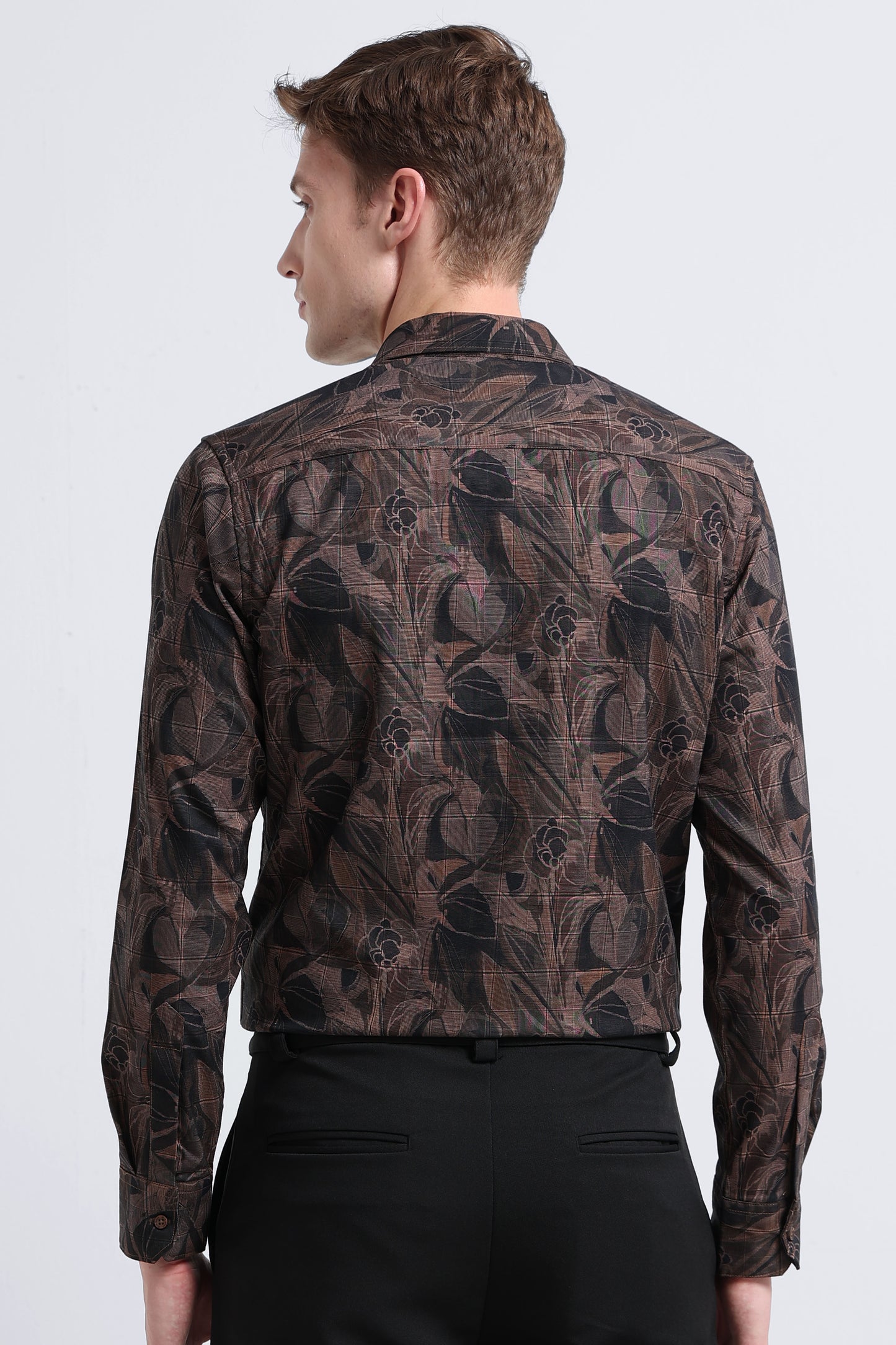 Premium Cotton-blend Digital Print Shirt Light Brown