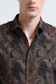 Premium Cotton-blend Digital Print Shirt Light Brown