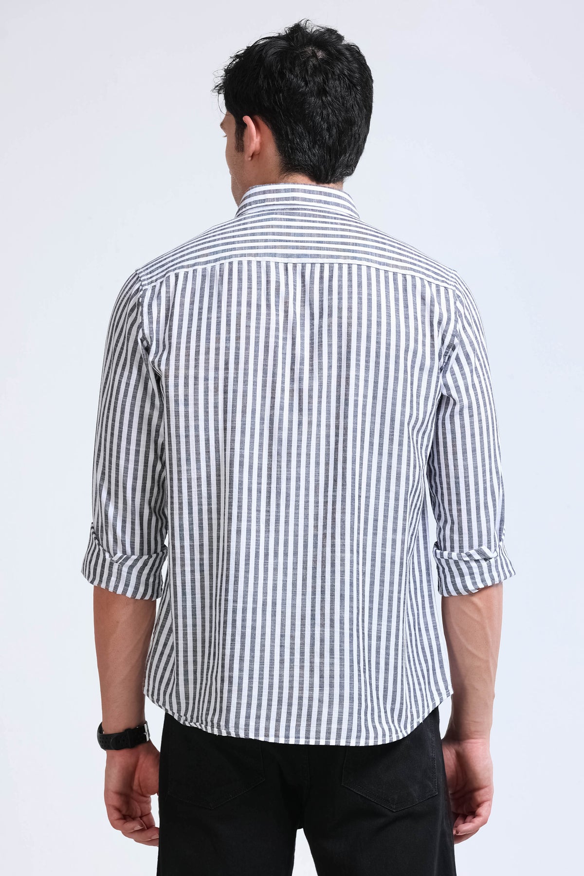 Black White Pinstripe Shirt - Slim Fit