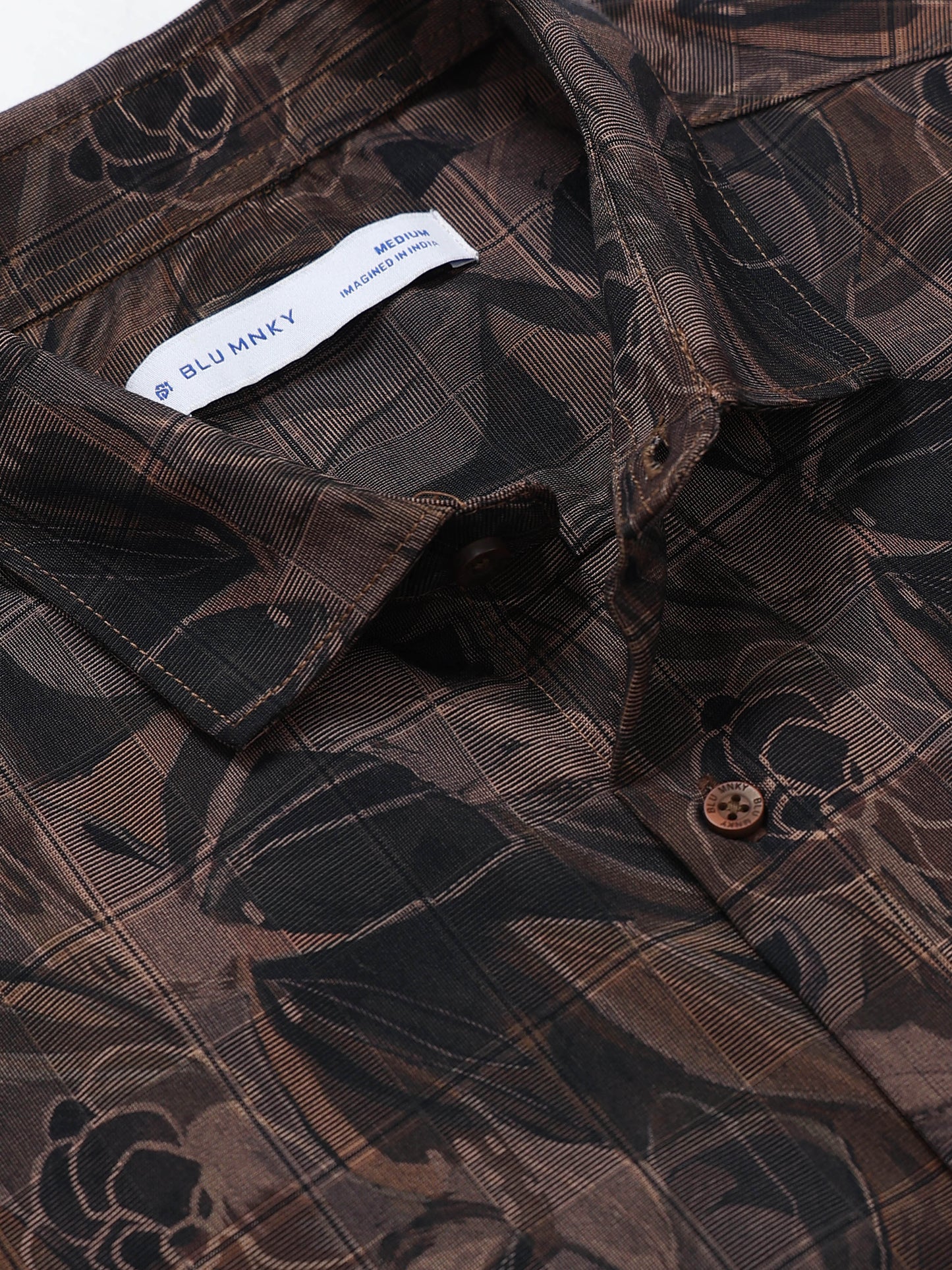 Premium Cotton-blend Digital Print Shirt Light Brown