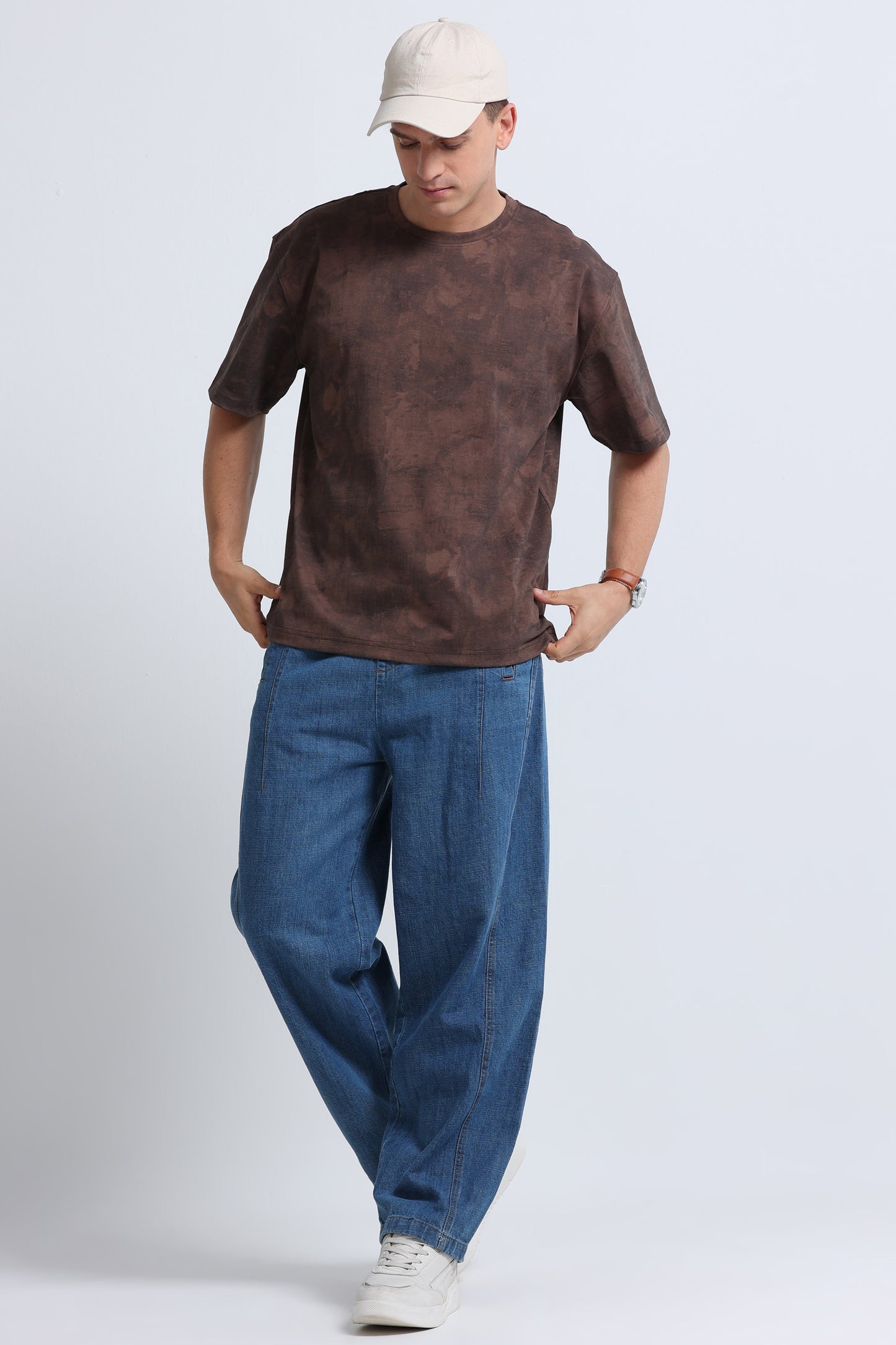 Boxy Fit Oversized Streetwear T-Shirt Brown