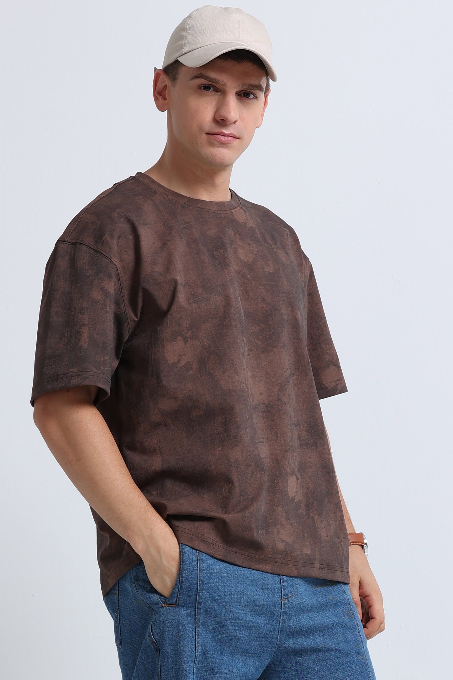 Boxy Fit Oversized Streetwear T-Shirt Brown