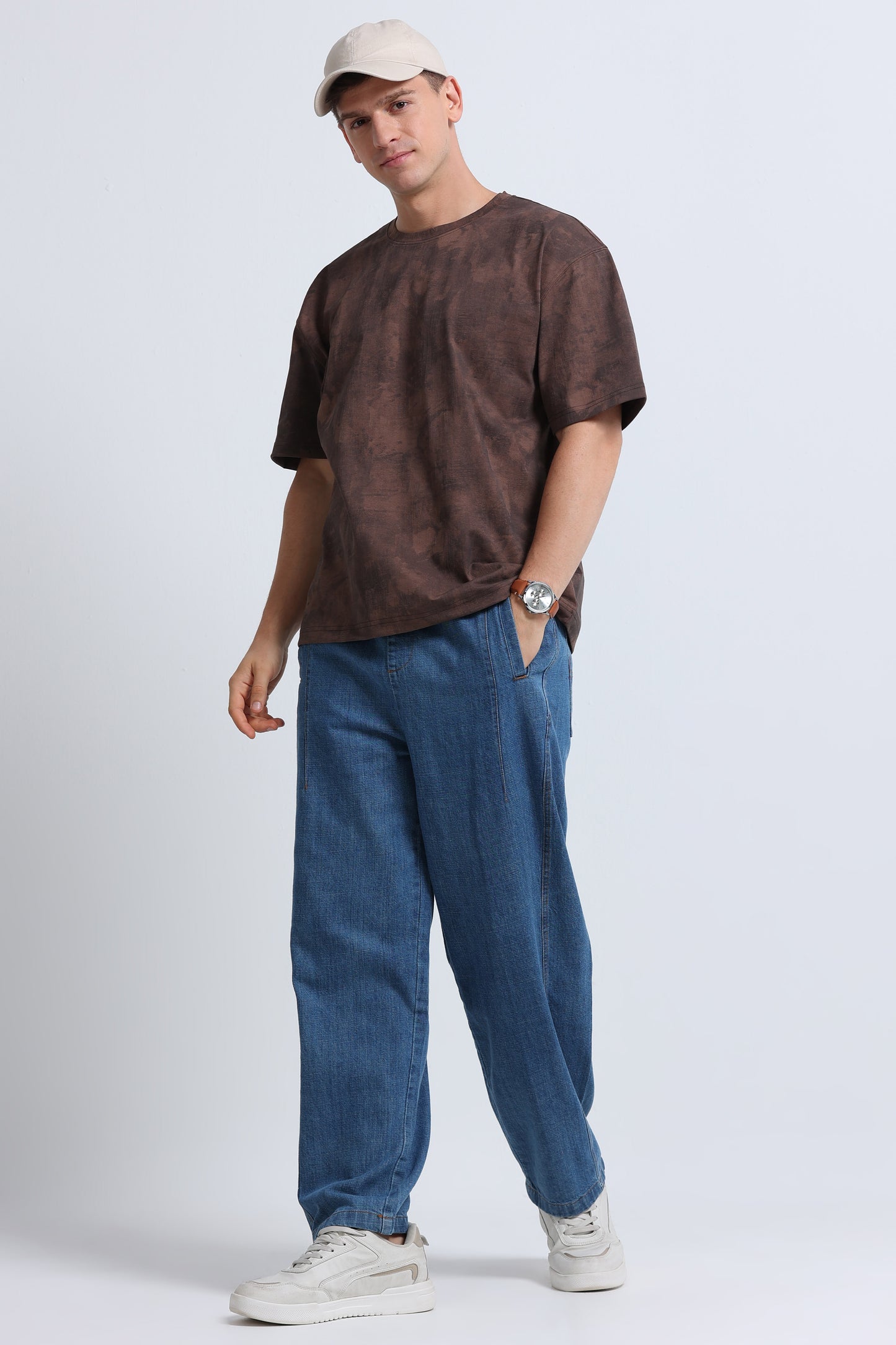 Boxy Fit Oversized Streetwear T-Shirt Brown