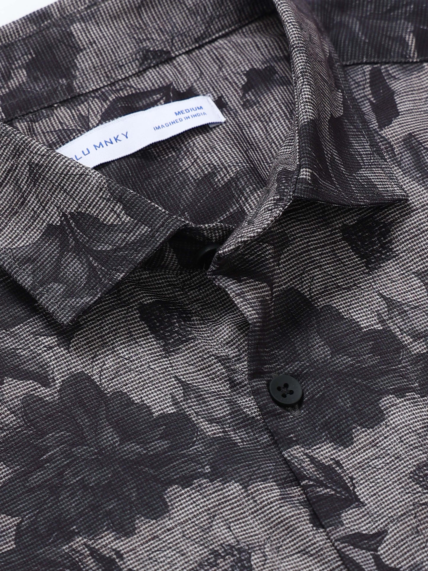 Contemporary Printed Cotton Blend Shirt Charcoal
