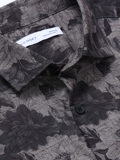 Contemporary Printed Cotton Blend Shirt Charcoal