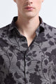 Contemporary Printed Cotton Blend Shirt Cement Grey