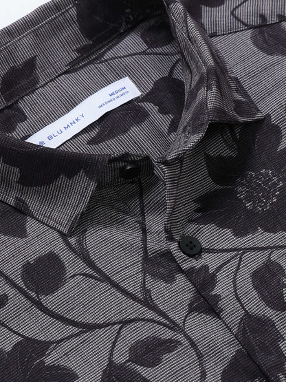 Contemporary Printed Cotton Blend Shirt Cement Grey