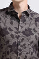 Contemporary Printed Cotton Blend Shirt Dark Beige Black