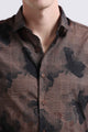 Premium Cotton-blend Digital Print Shirt Coffee Brown