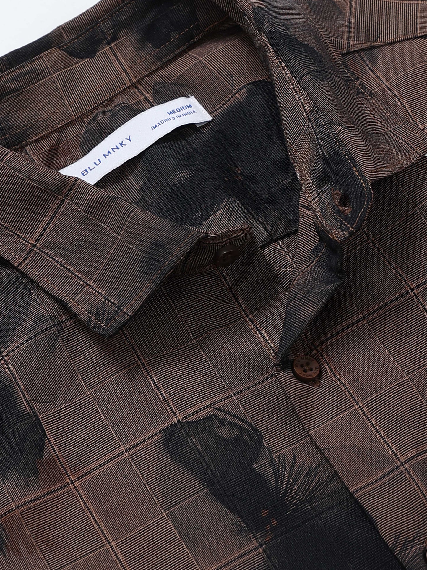 Premium Cotton-blend Digital Print Shirt Coffee Brown