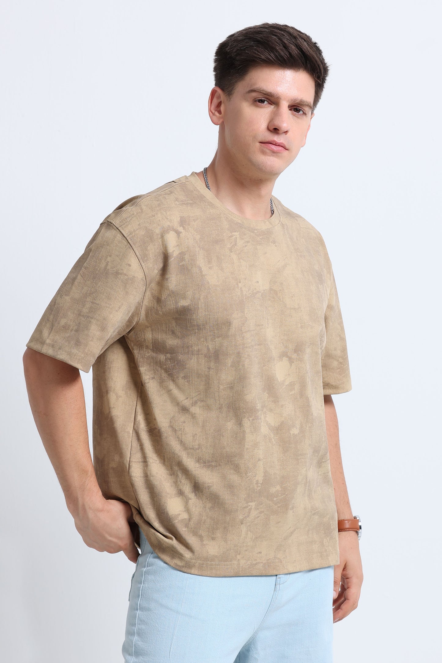 Boxy Fit Oversized Streetwear T-Shirt Beige