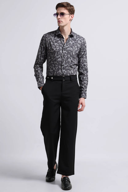 Contemporary Printed Cotton Blend Shirt Lt Grey