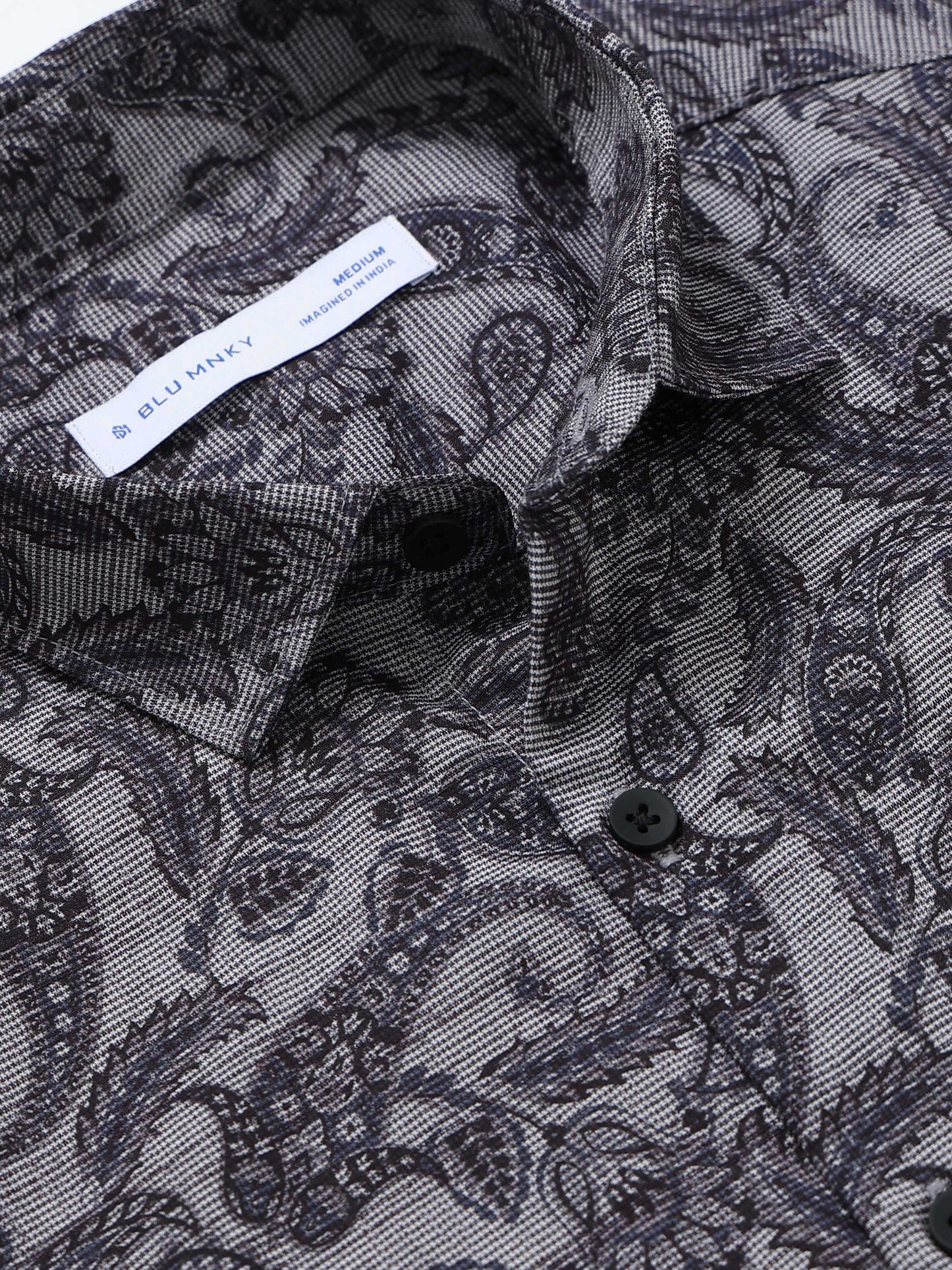 Contemporary Printed Cotton Blend Shirt Lt Grey