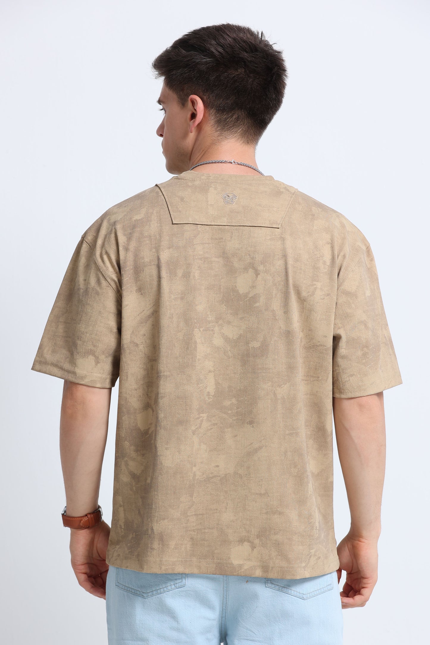 Boxy Fit Oversized Streetwear T-Shirt Beige