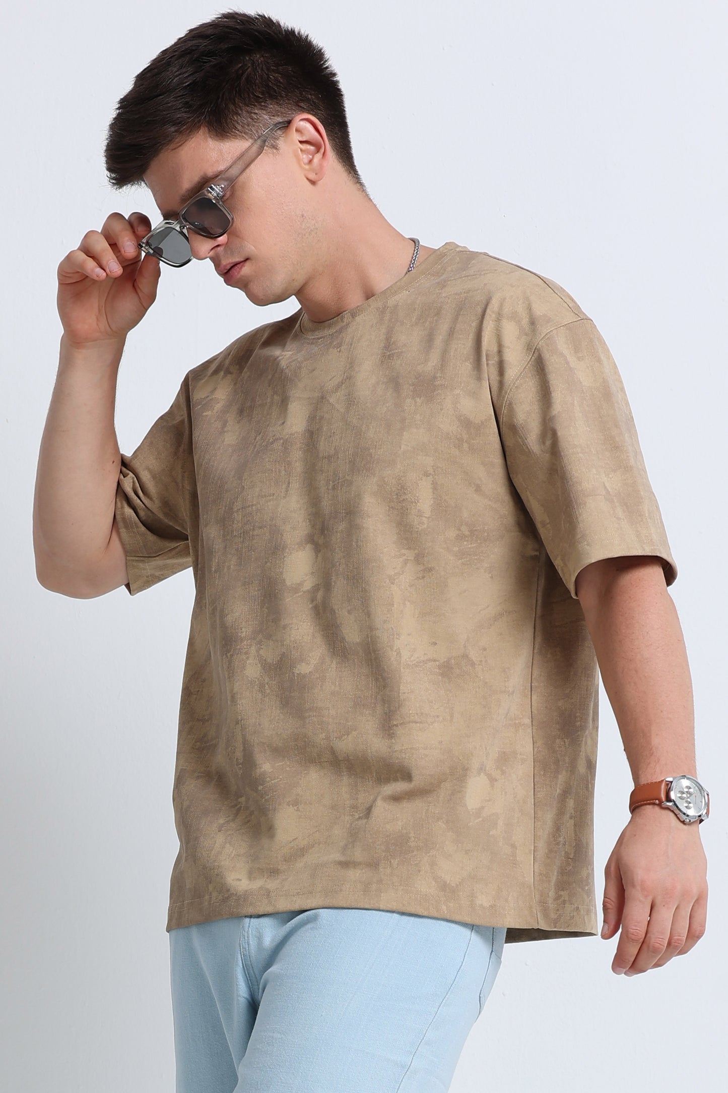 Boxy Fit Oversized Streetwear T-Shirt Beige